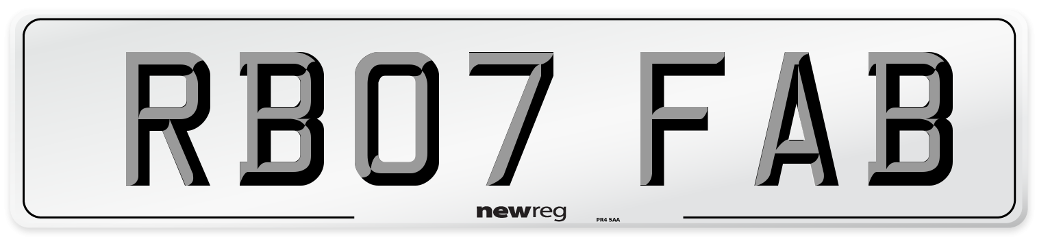 RB07 FAB Number Plate from New Reg